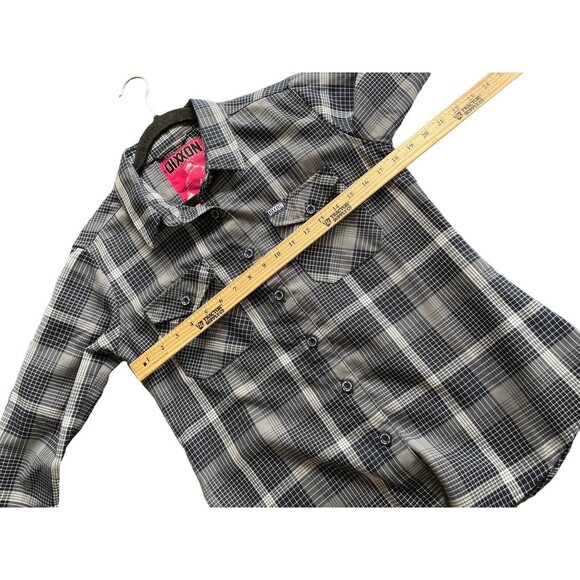 Dixxon Shirt Womens Medium Gray Blue The Paulson Plaid Button Up Flannel Pockets - Picture 10 of 12